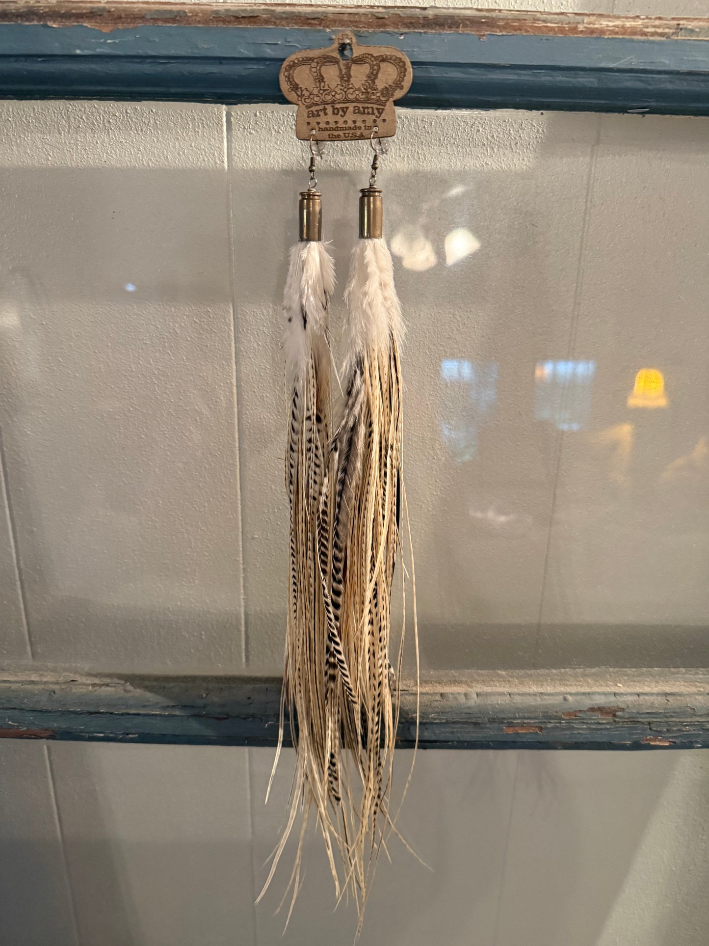 Guinea feather earrings
