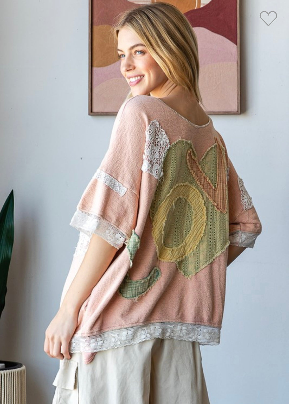 WASHED LOVE LETTERING PATCHWORK Oversized shirt