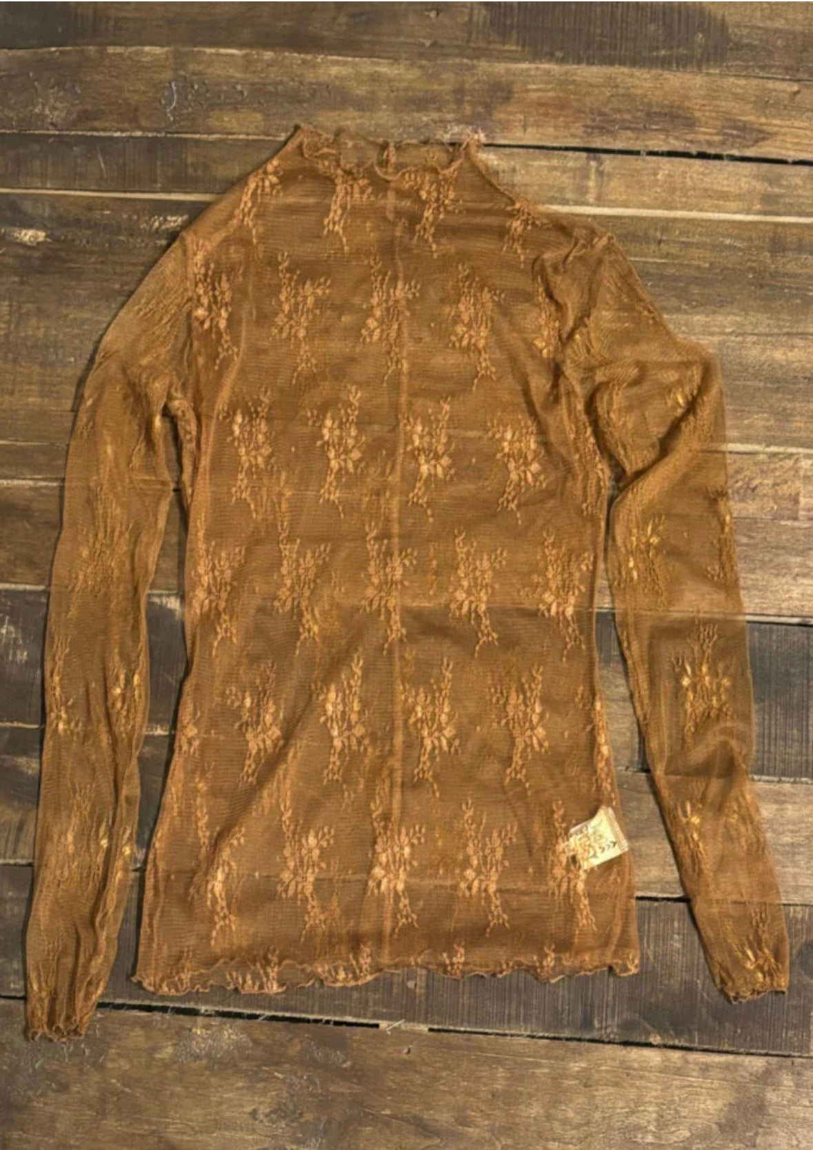 Jaded Gypsy Trellis Vines Lace Top - Golden