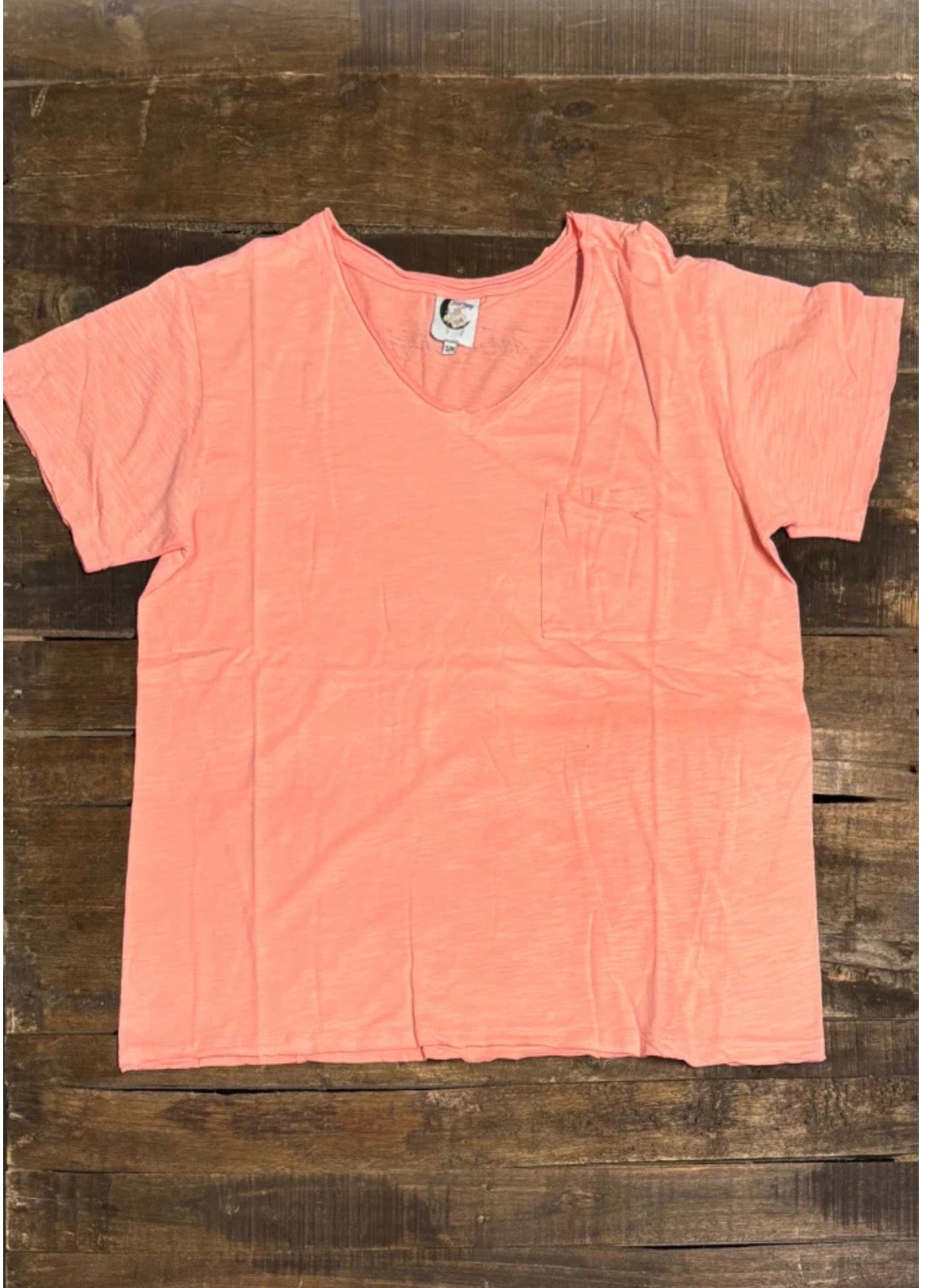 Moon Dance V-Neck Tee - Coral