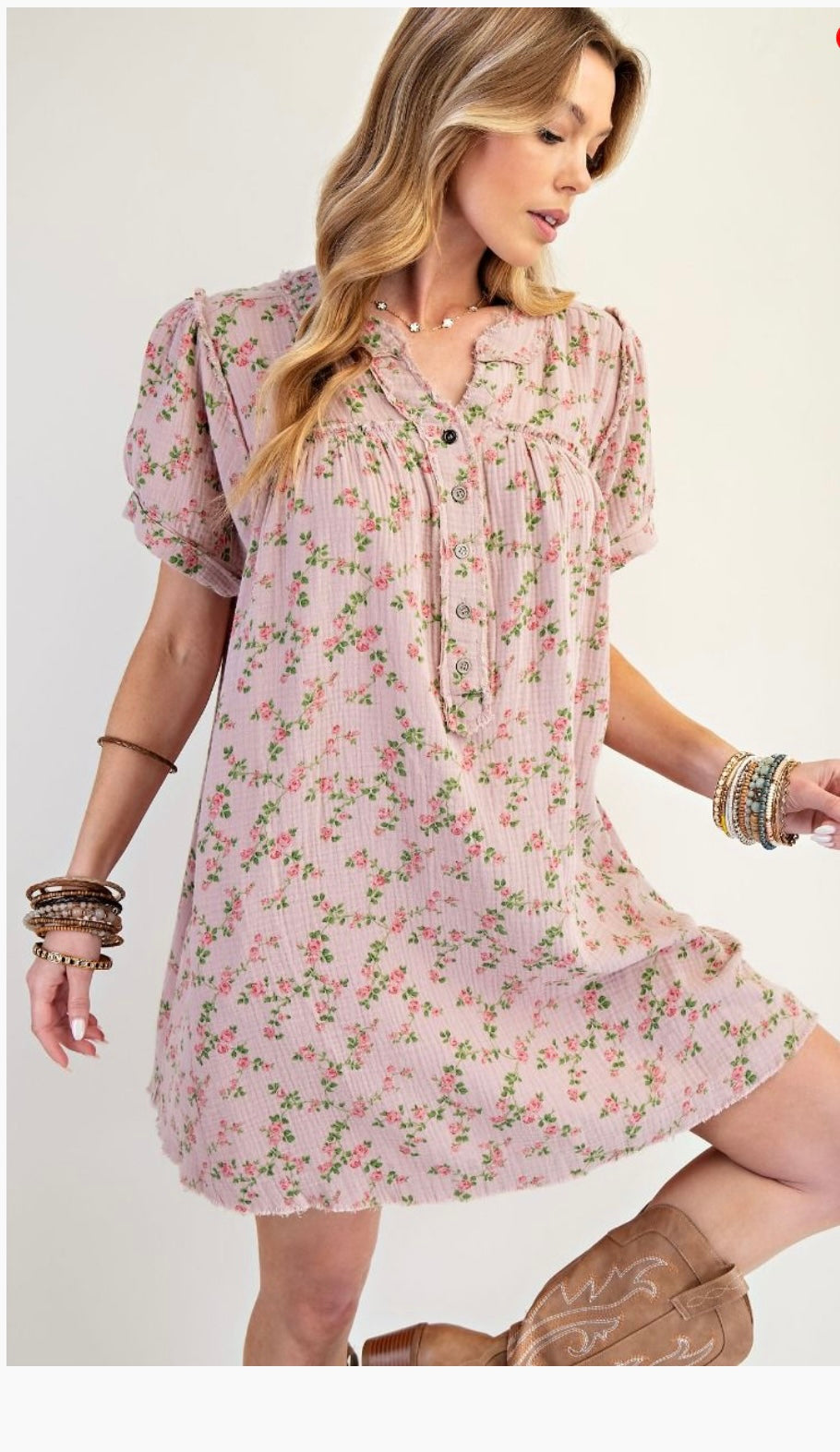 Easel Floral Gauze Dress