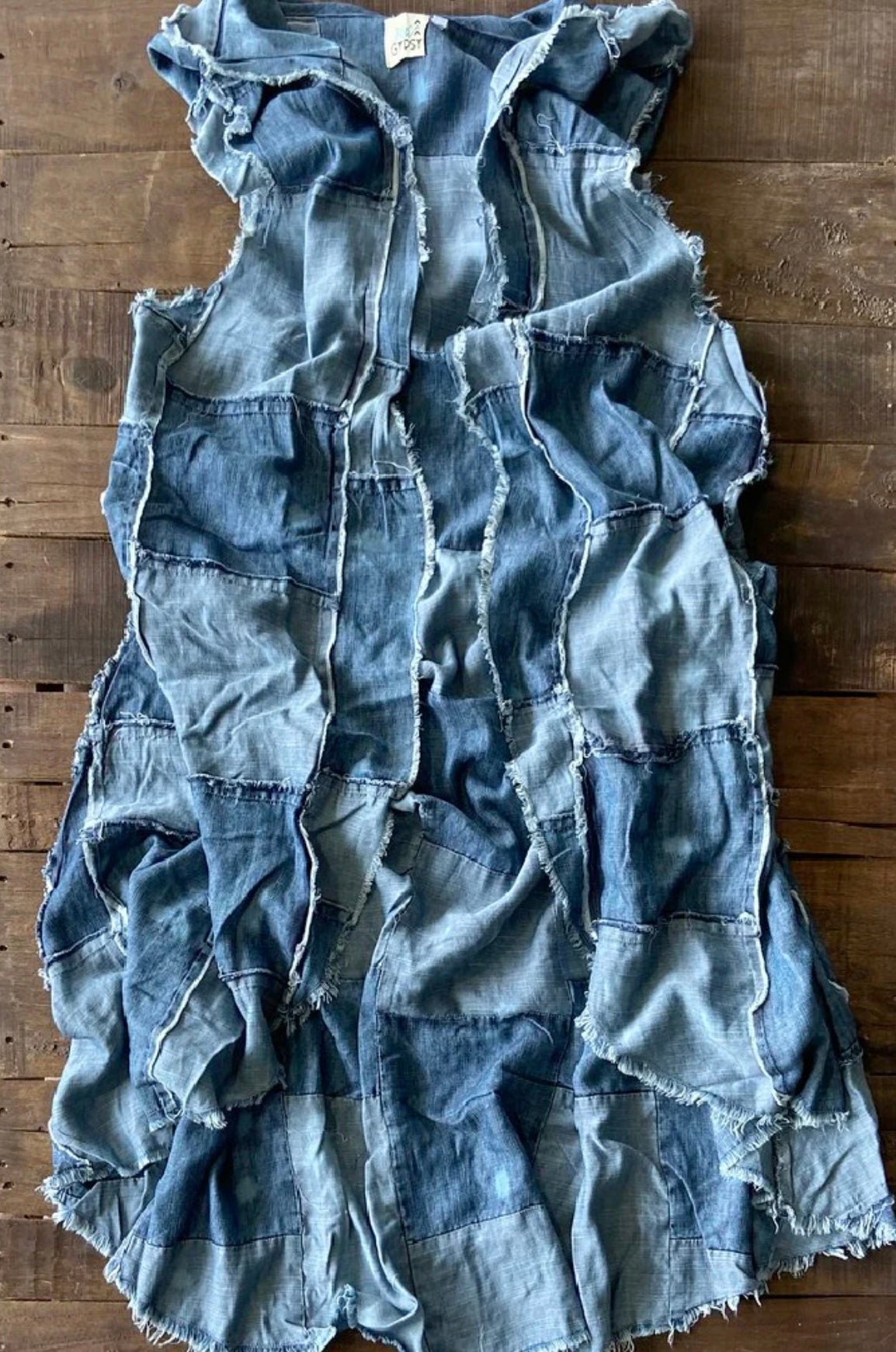 Patchwork Skies Hooded Vest Duster