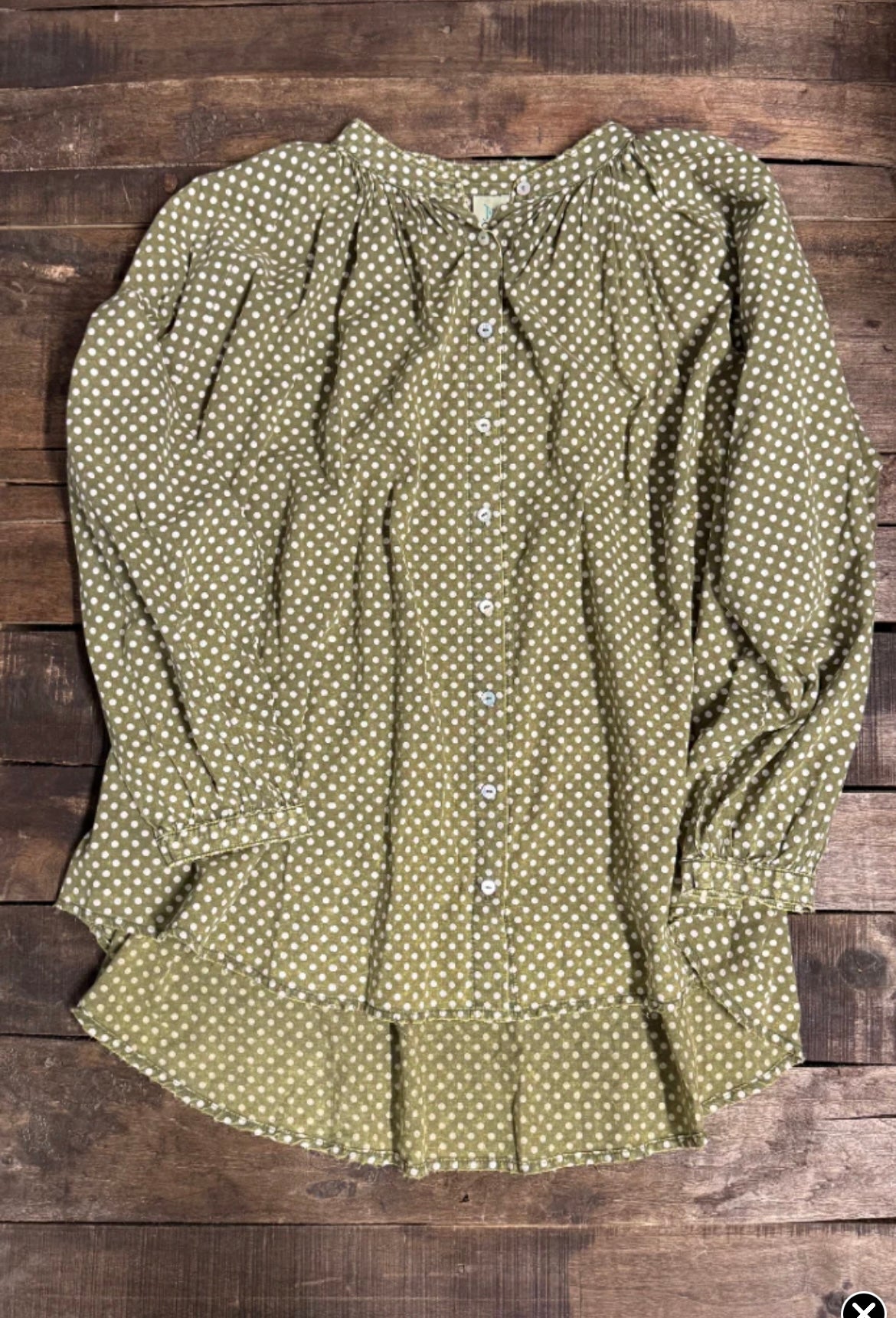Sweet Nothings Shirt - Olive Dot