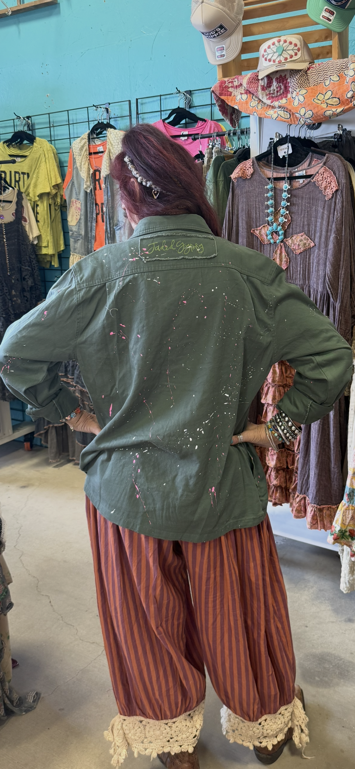 Jaded Gypsy- Field Notes Shirt- Olive