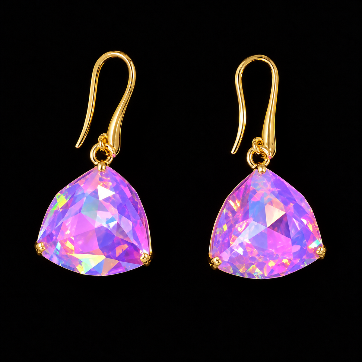 RH125 — Pink Iridescent Crystal Drop Earrings