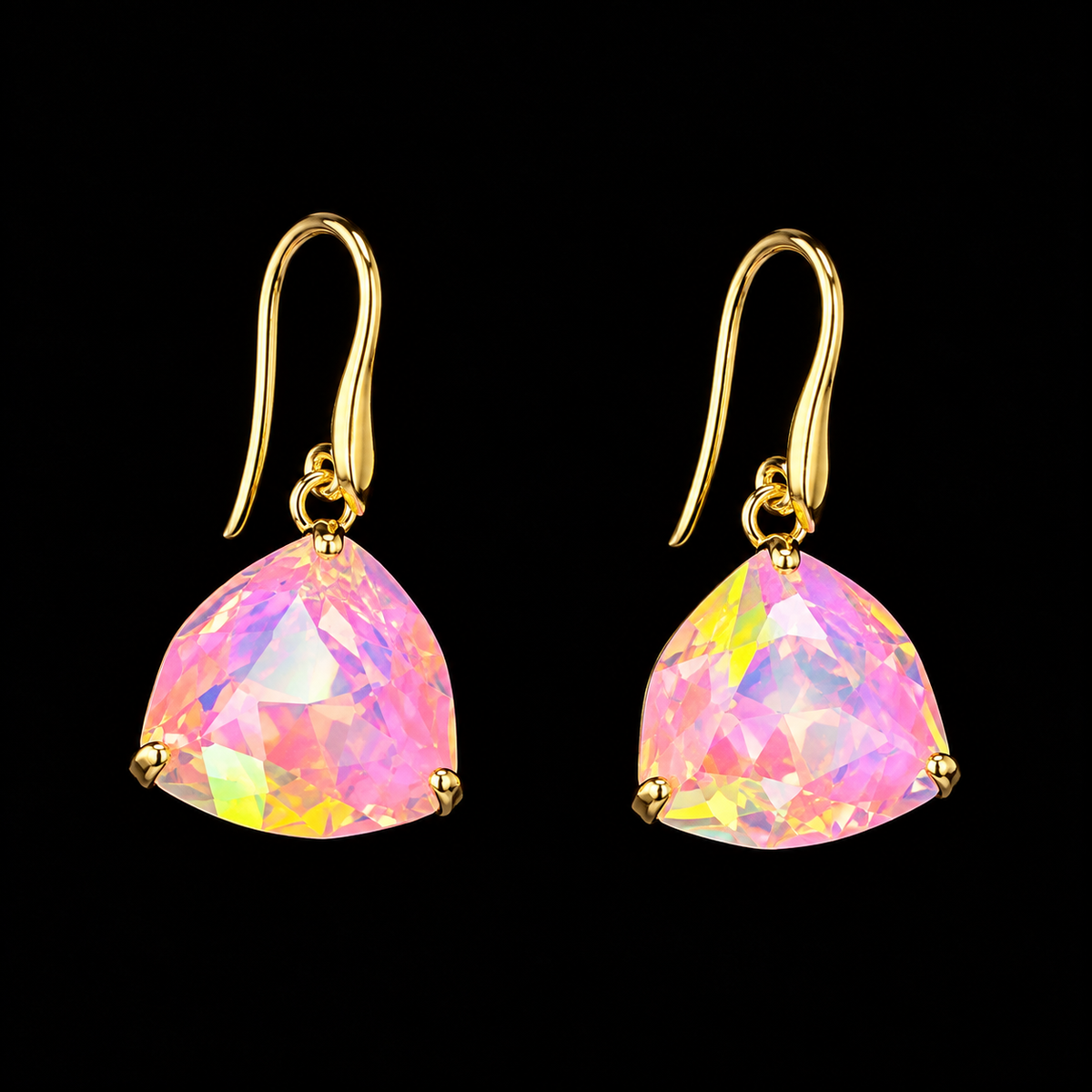 RH126 — Pink Iridescent Crystal Drop Earrings