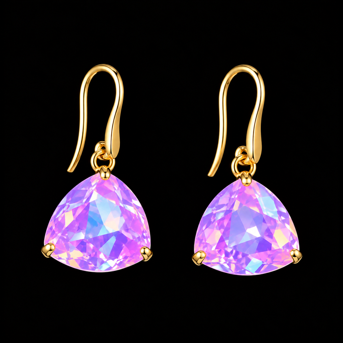 RH129 — Purple Iridescent Crystal Drop Earrings