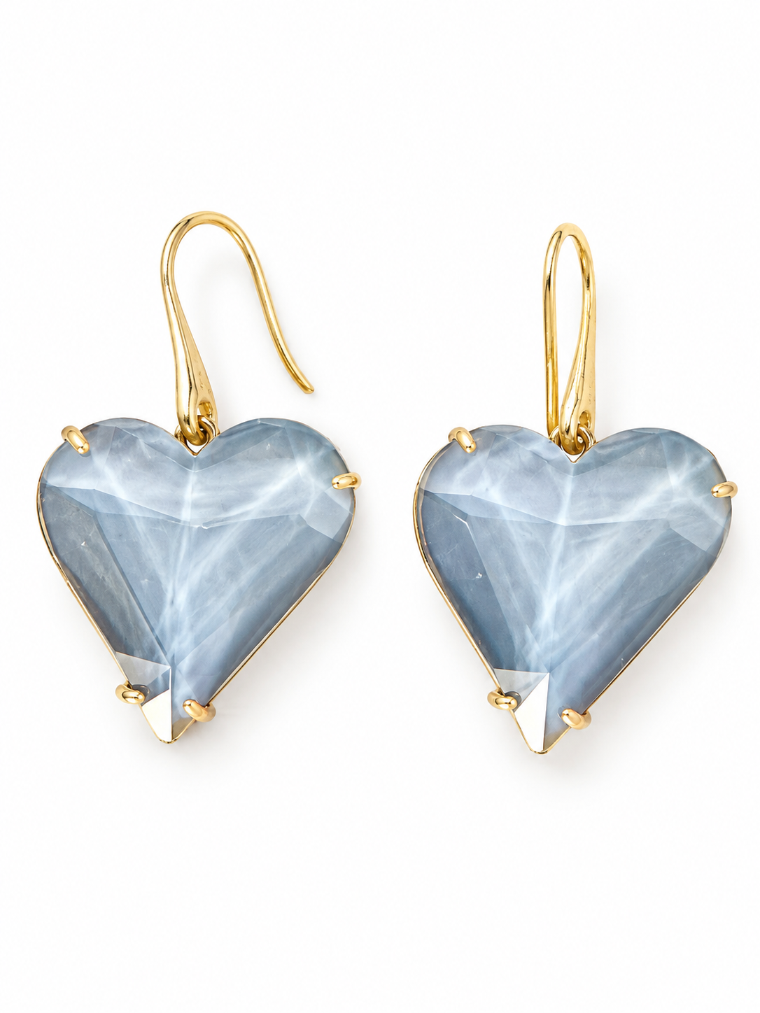 RH137- Smoky Blue Heart Earrings