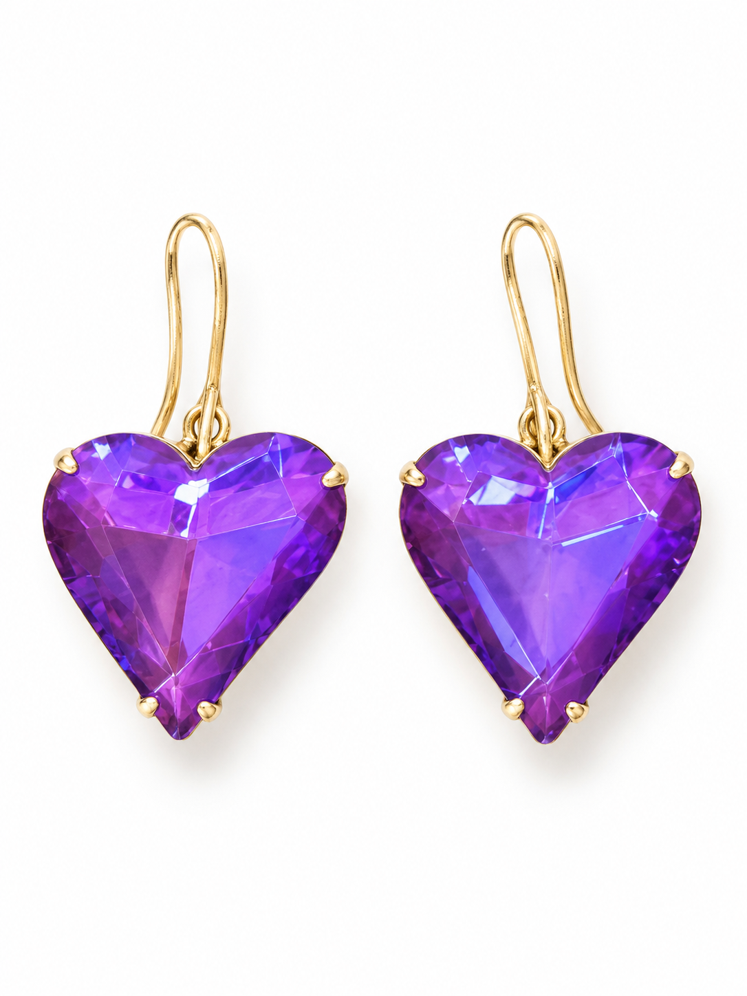 RH136- Purple Heart Drop Earrings