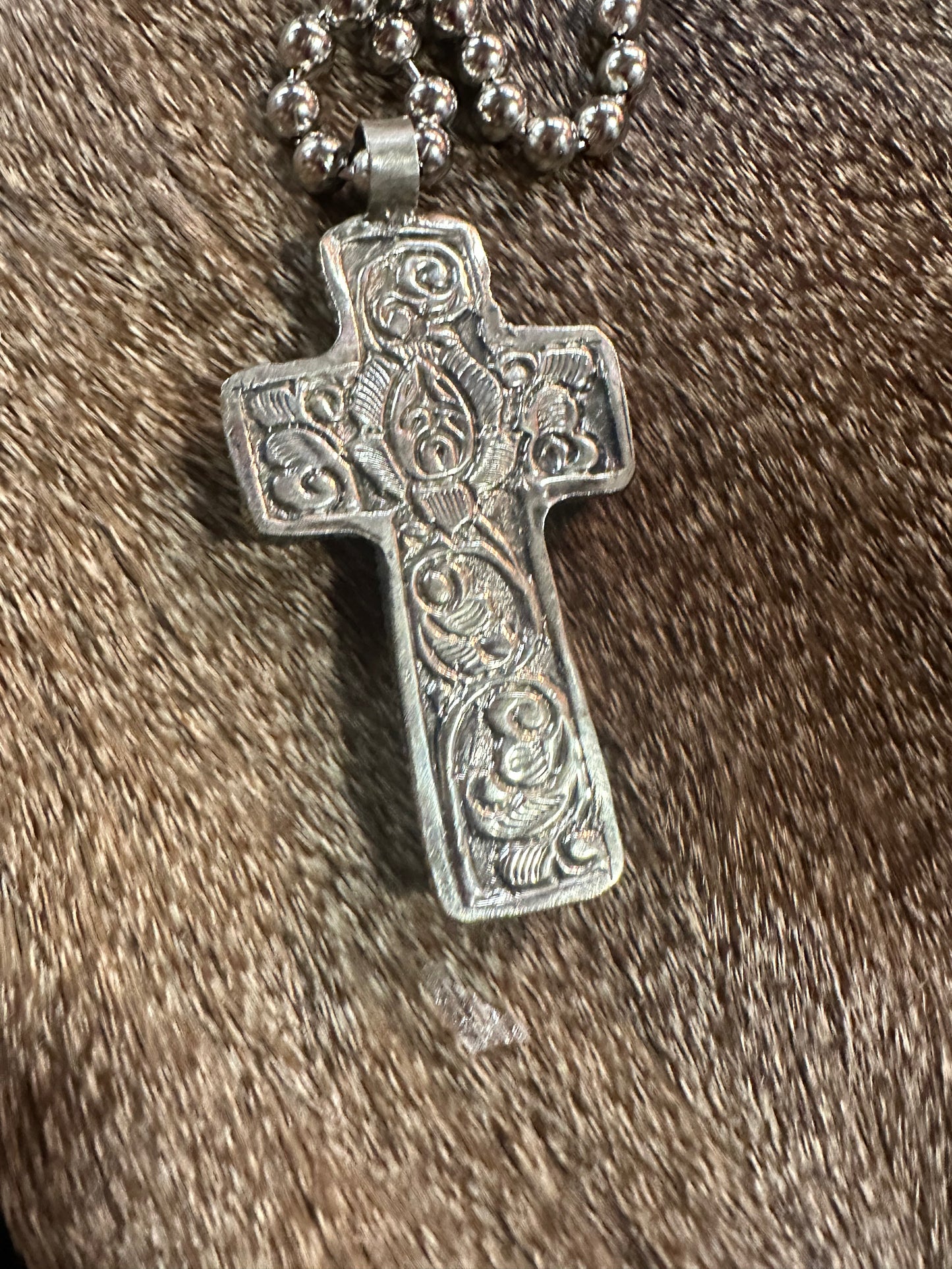 Carved Bone Cross Pendant