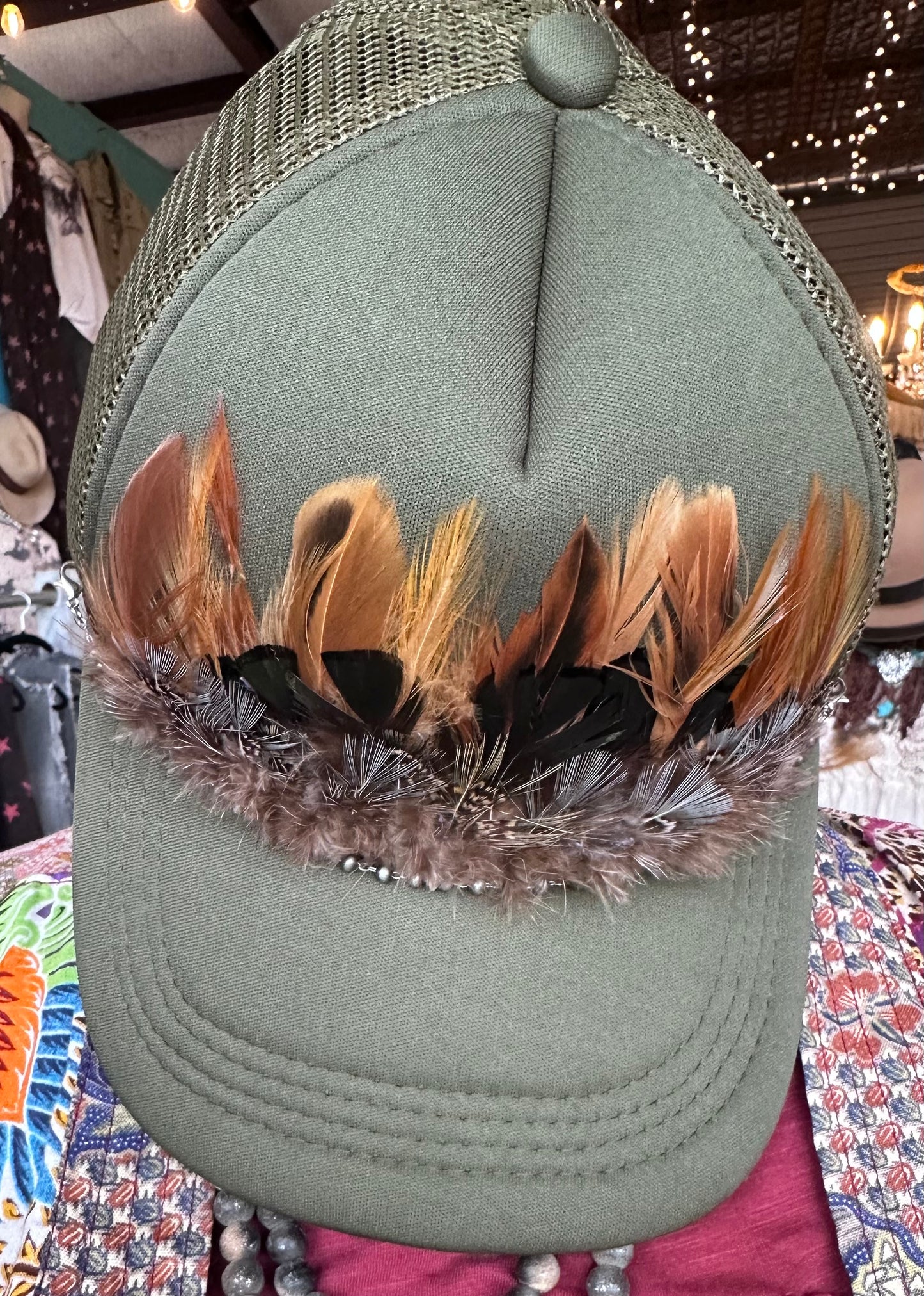 Feather Trucker Hat