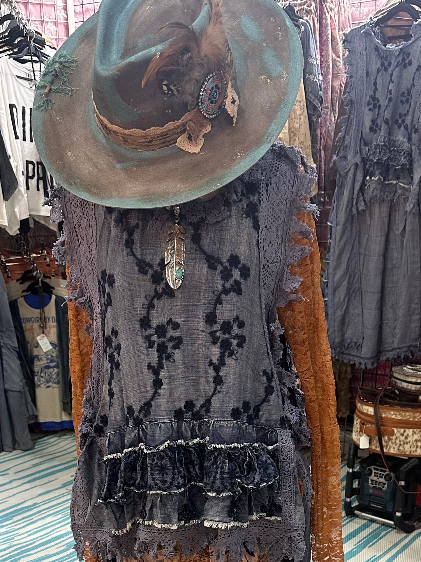 Jaded Gypsy Ruffle Up High-Low-Chambray