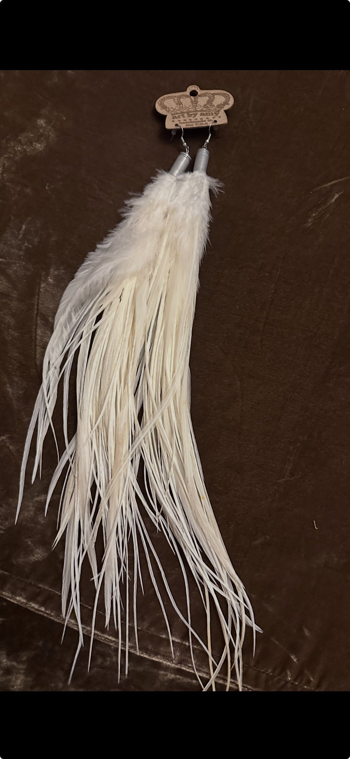 White Guinea Feather Earrings