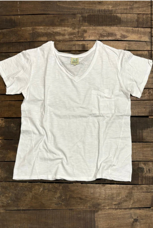 Moon Dance V-Neck Tee - Parchment