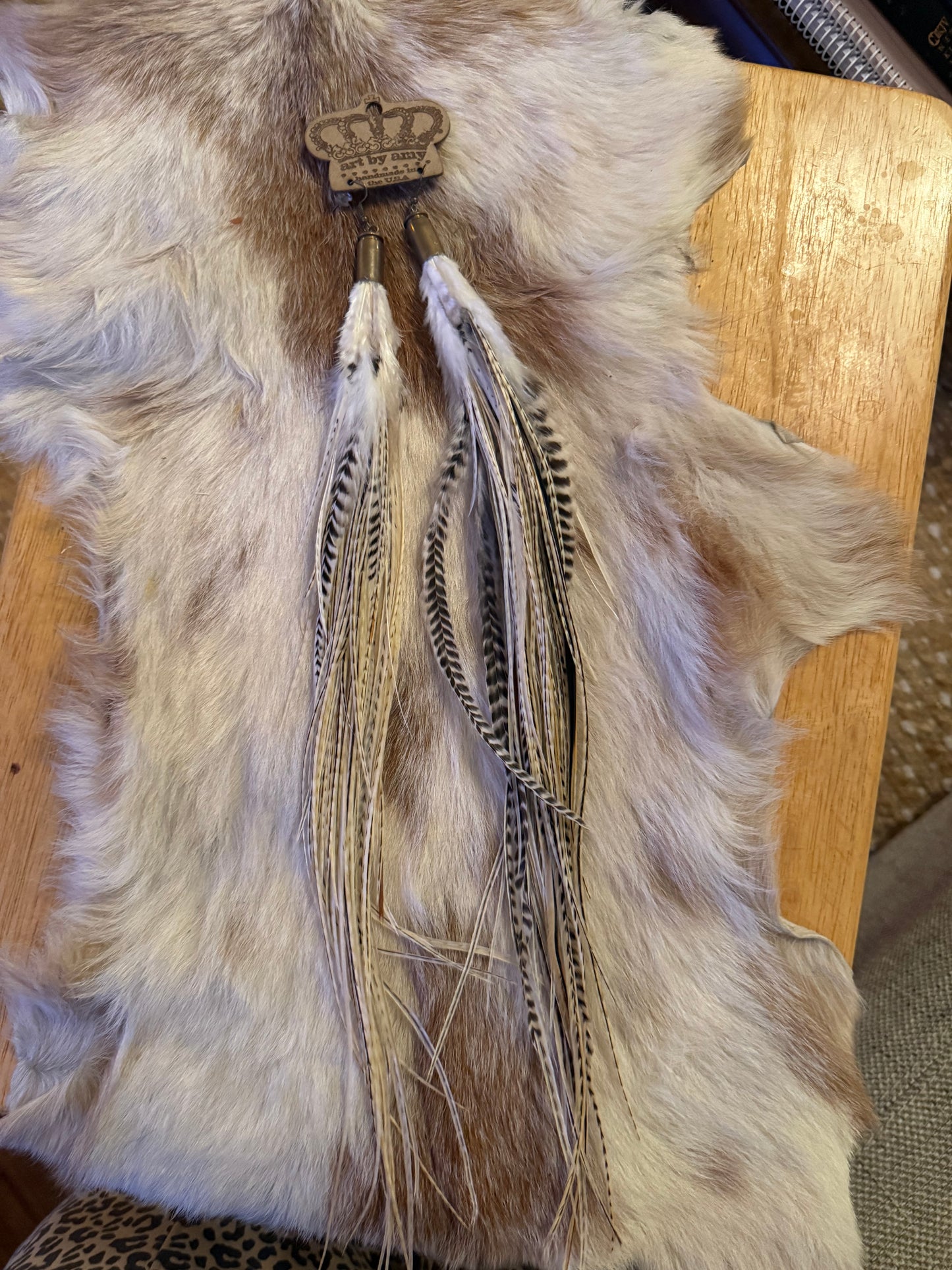 Guinea feather earrings