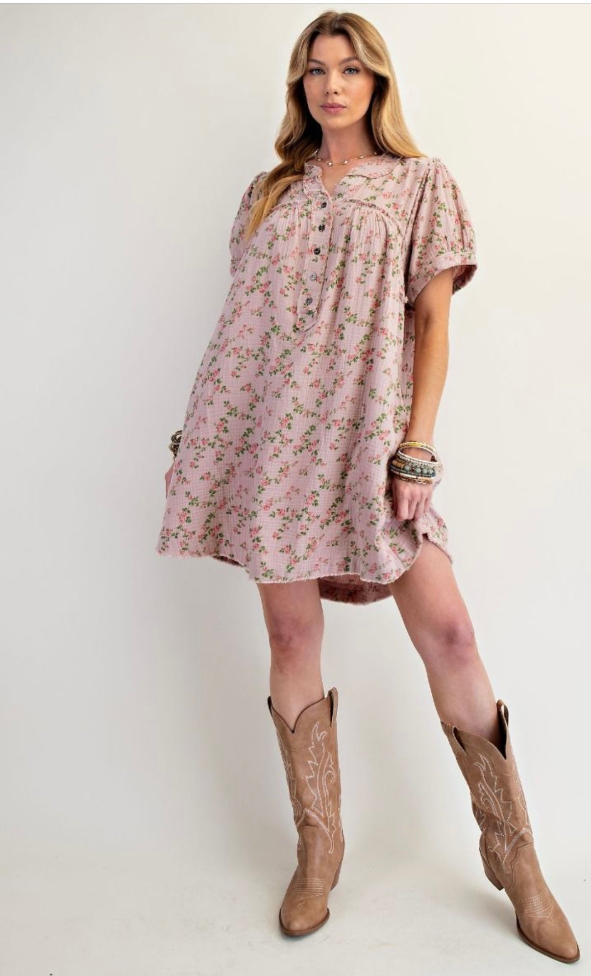 Easel Floral Gauze Dress