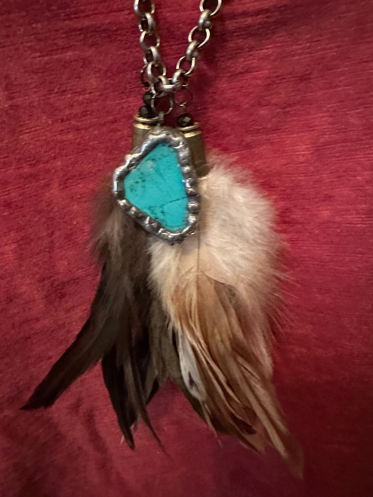 Rare Bird Turquoise and Feathers Necklace