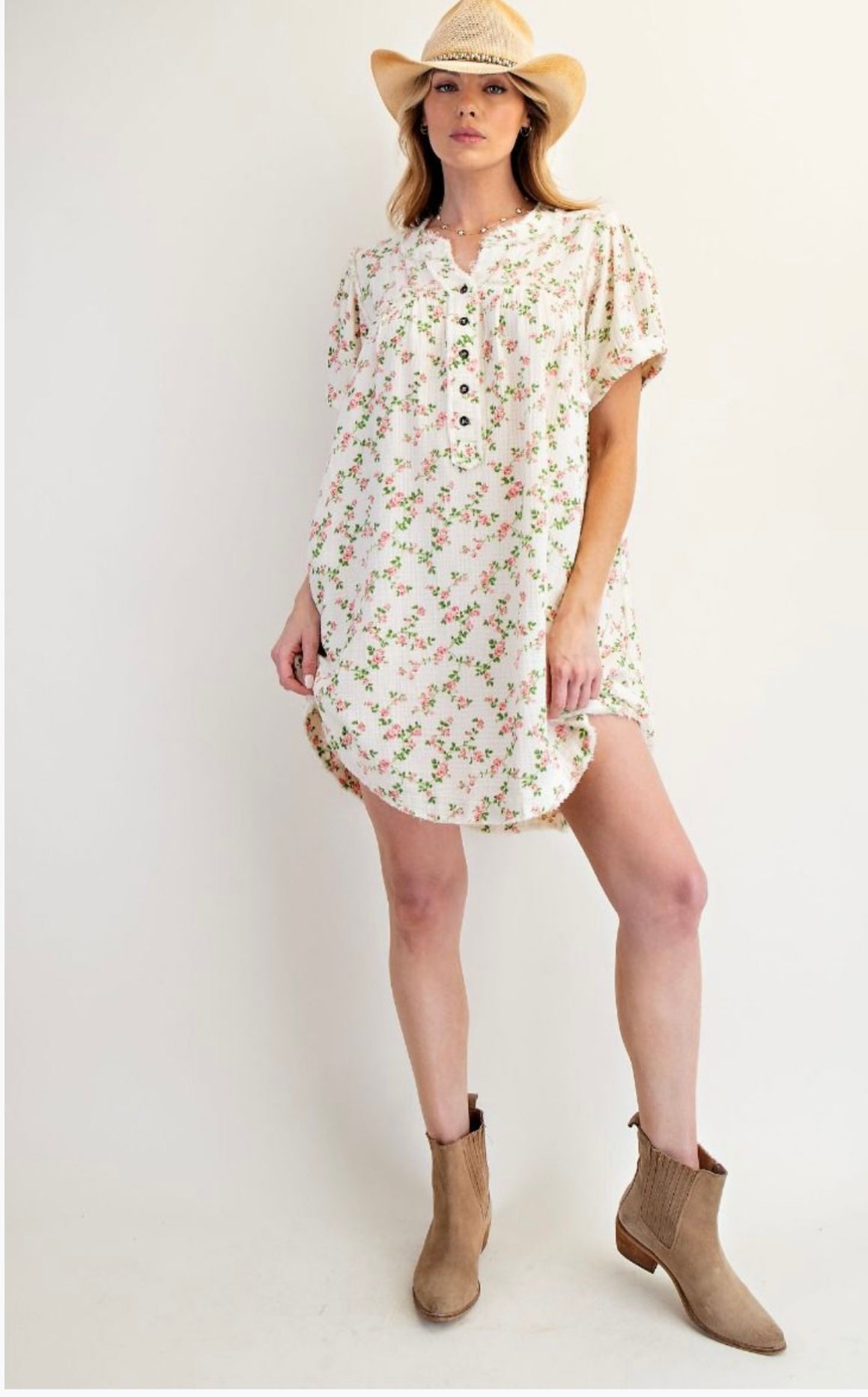 Easel Floral Gauze Dress