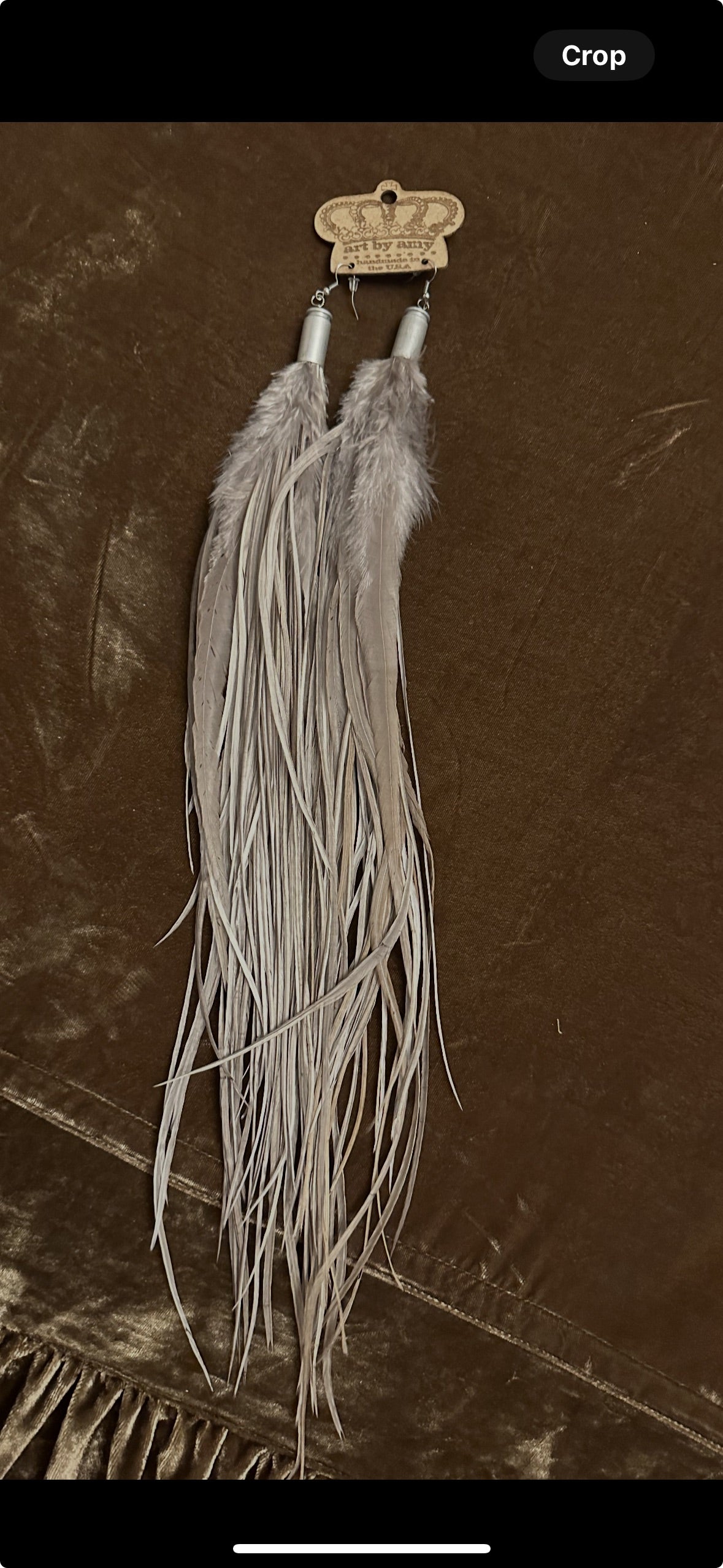 Sliver guinea feather earrings