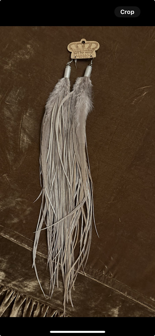 Sliver guinea feather earrings
