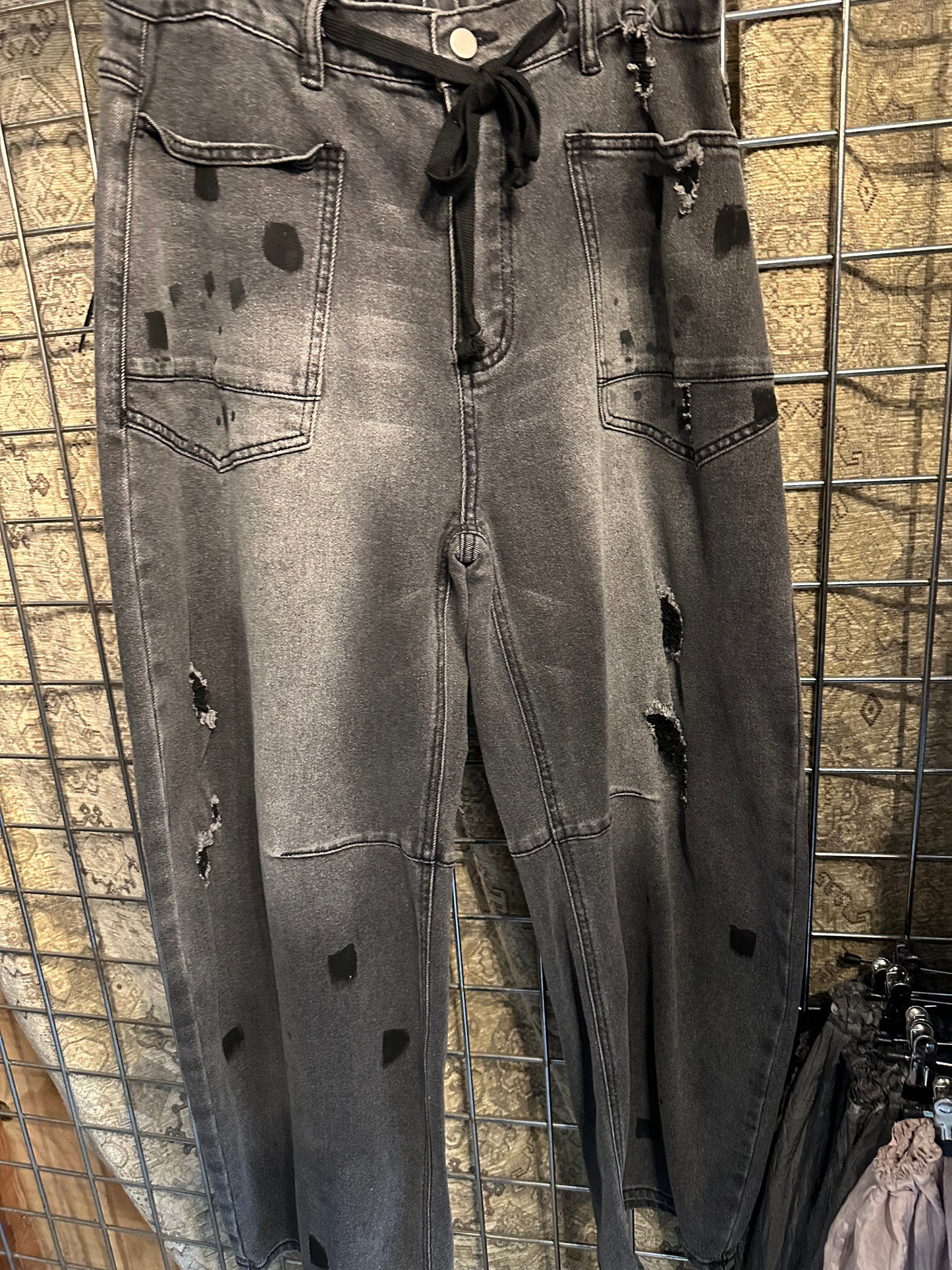 Blue velvet barrel jeans