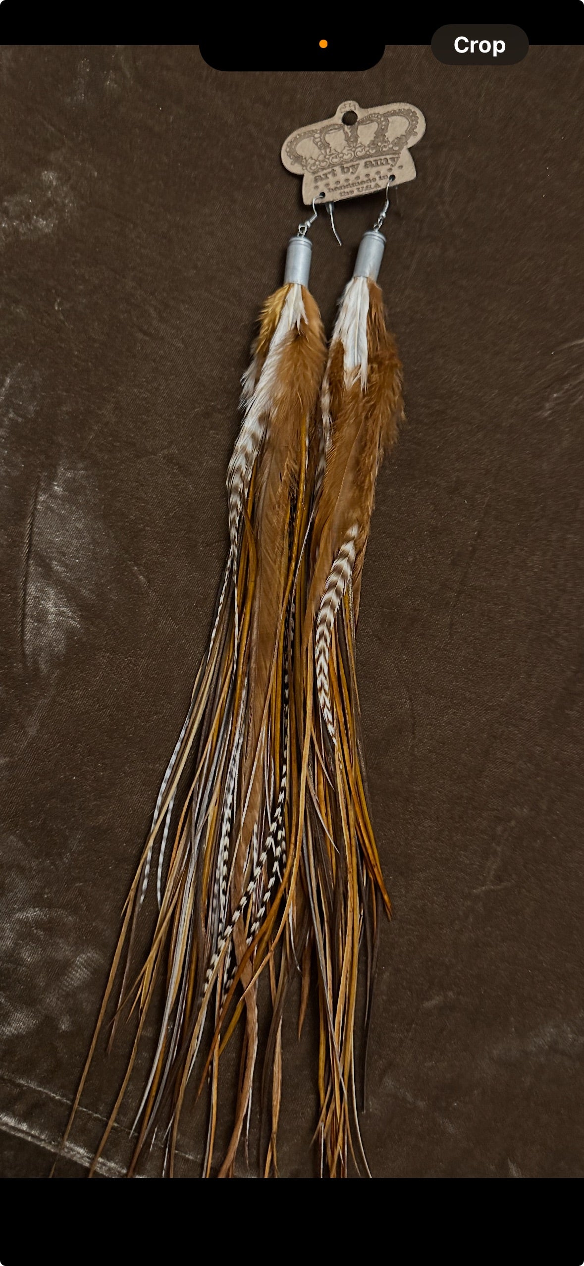 Cognac Brown Feather Earrings