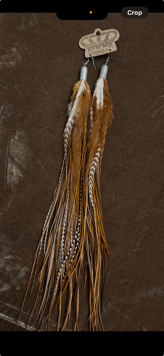 Cognac Brown Feather Earrings