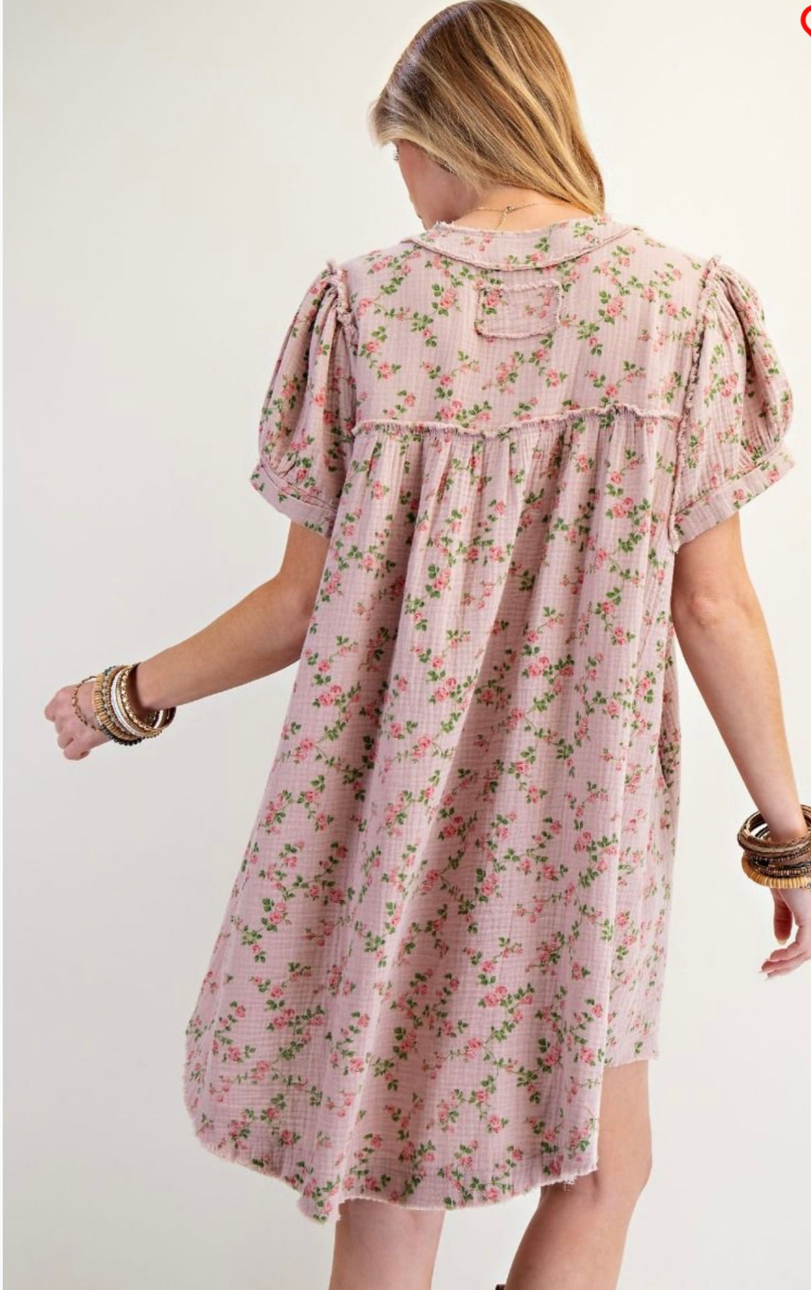 Easel Floral Gauze Dress