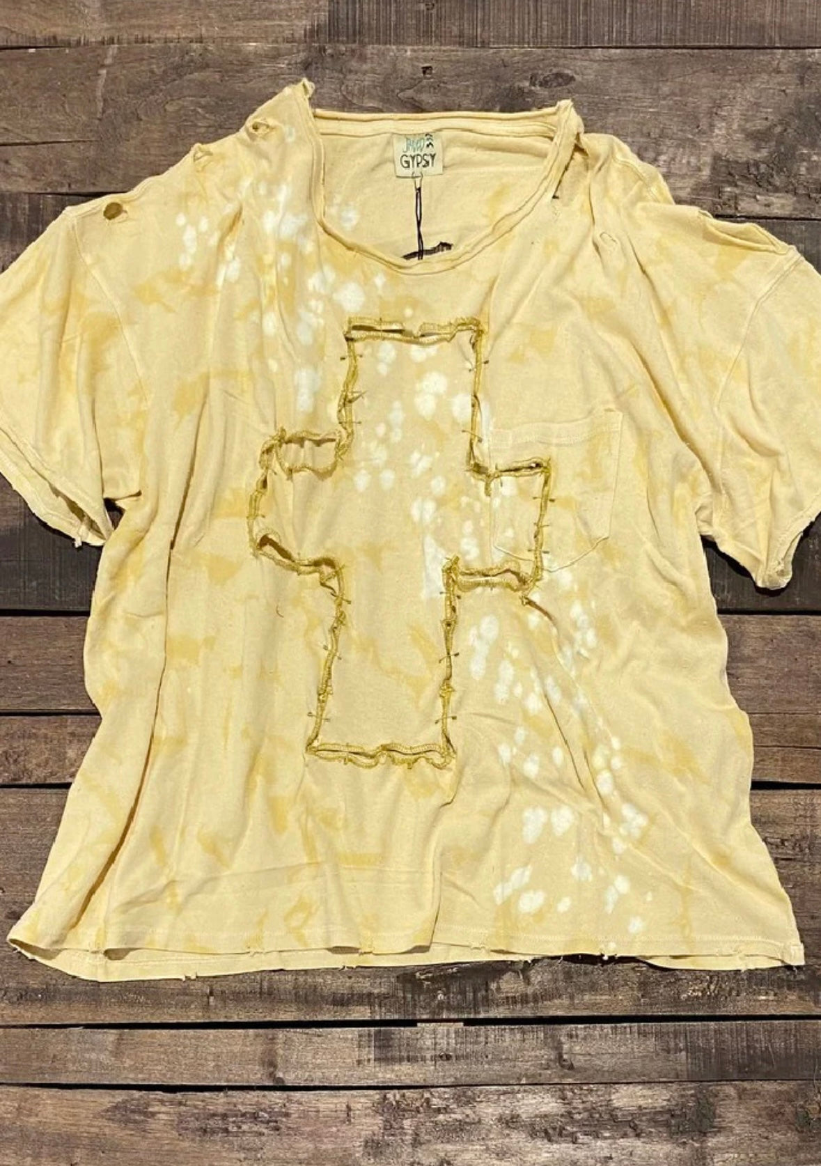 Jaded Gypsy Out of Touch Tee Mustard Criss