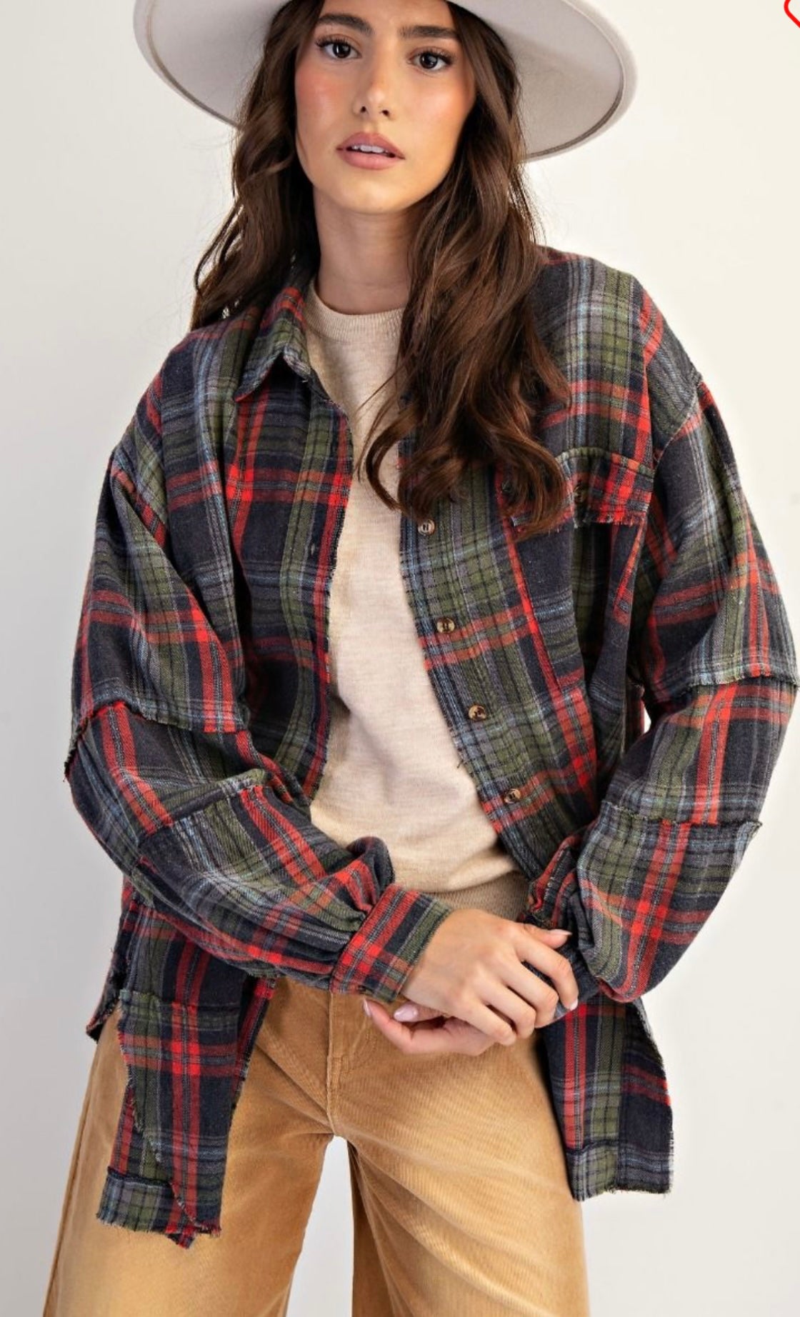 Easel plaid shacket
