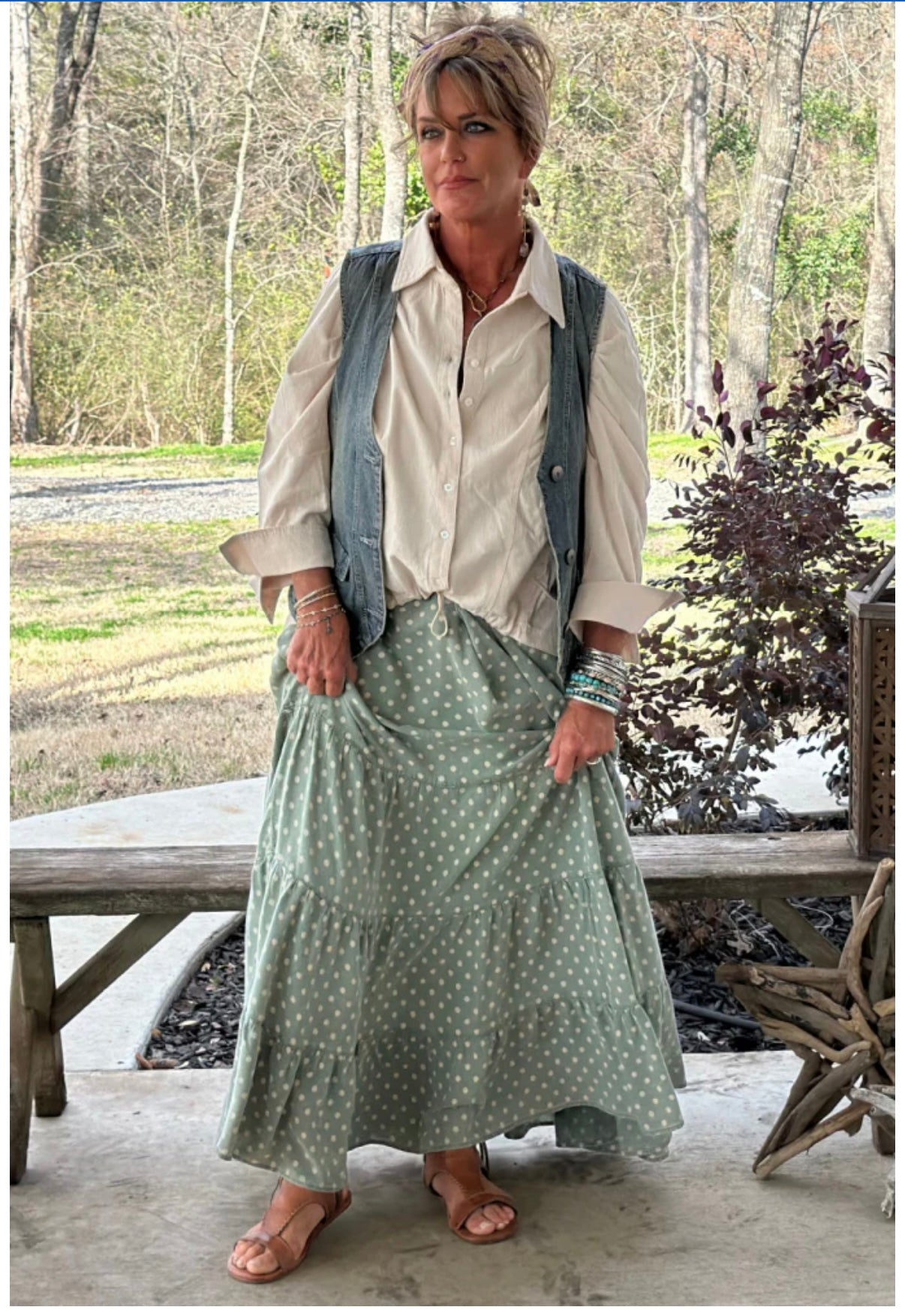 Fly Away Skirt - Olive Dot