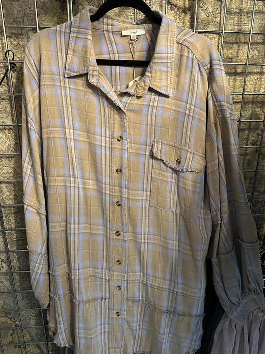 Easel shacket khaki/ blue