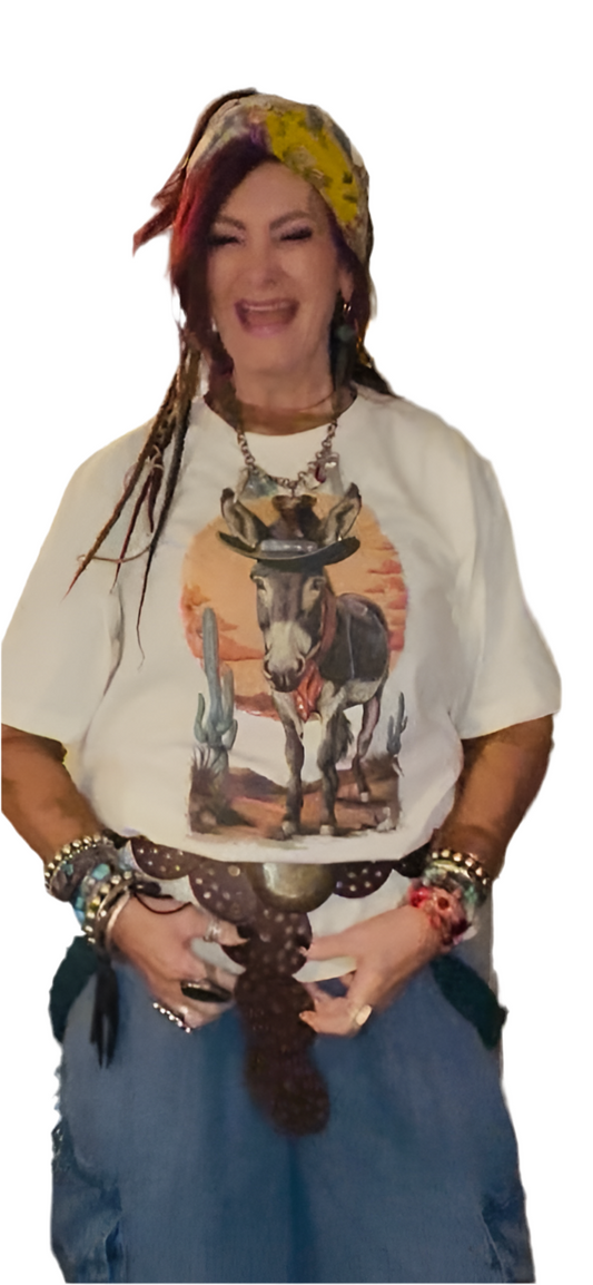 QG - Cowboy Donkey on natural T with crystals