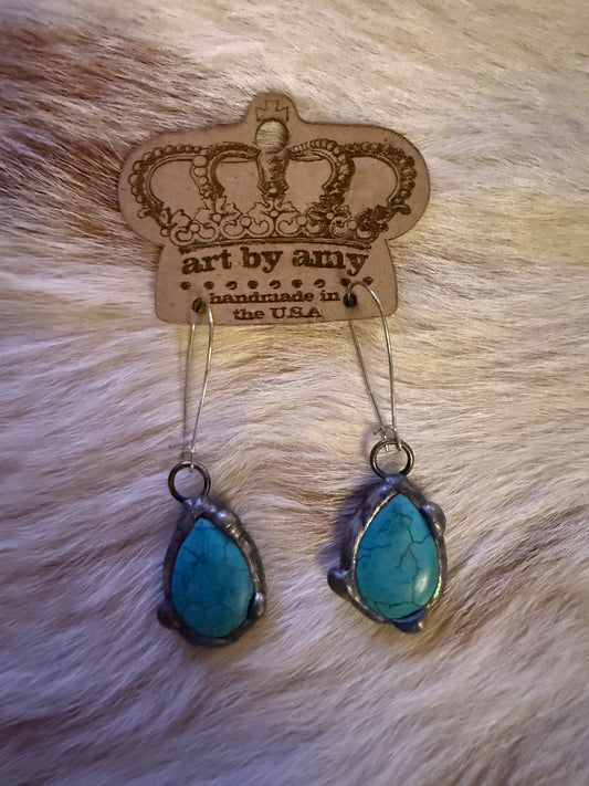 Turquoise earrings art by Amy