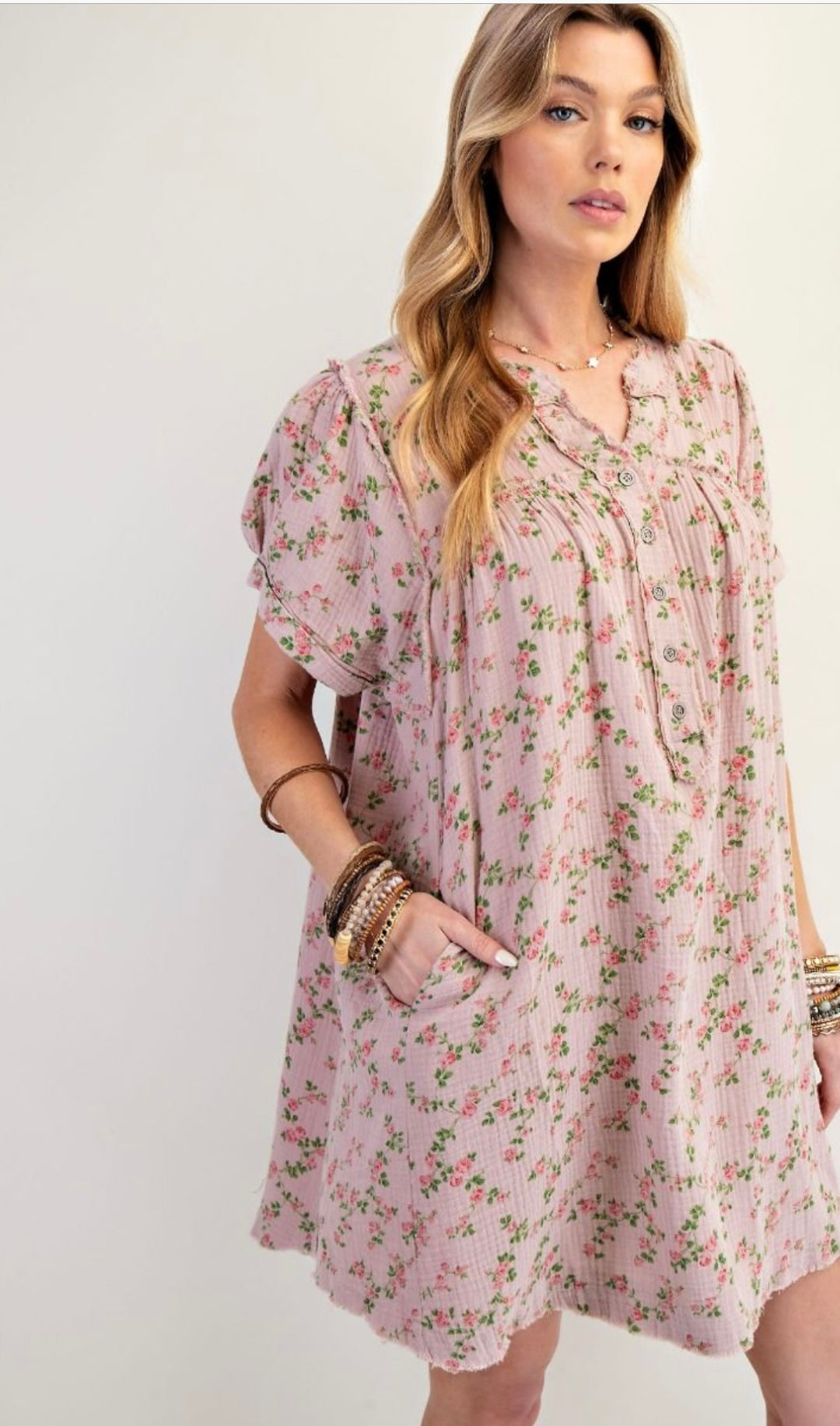 Easel Floral Gauze Dress