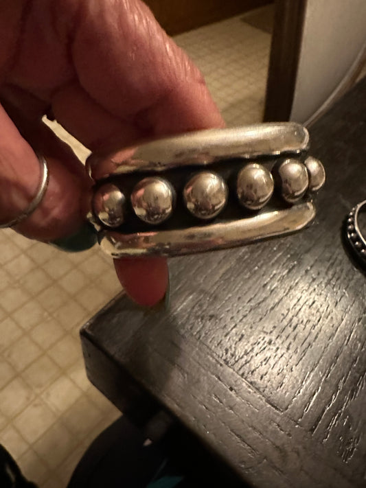 Large cuff Mexican silver bracelet