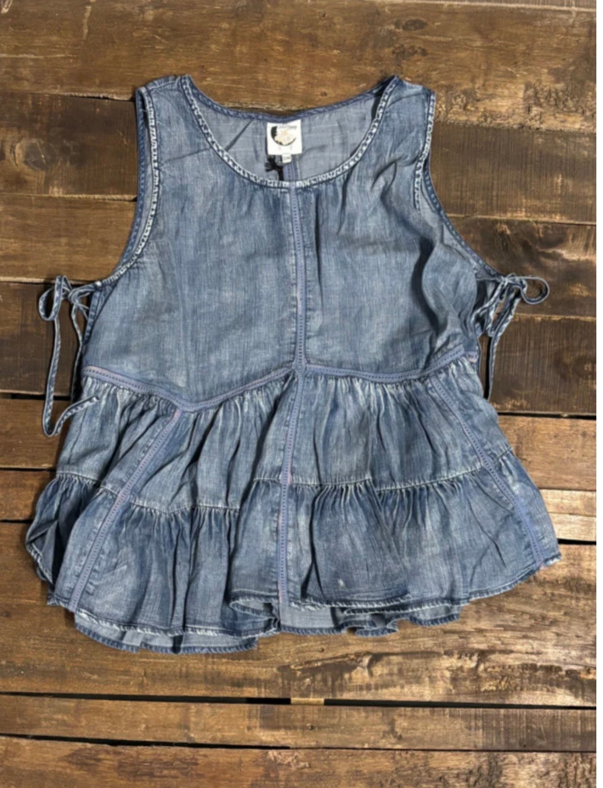 Ruffled About Tank - Chambray