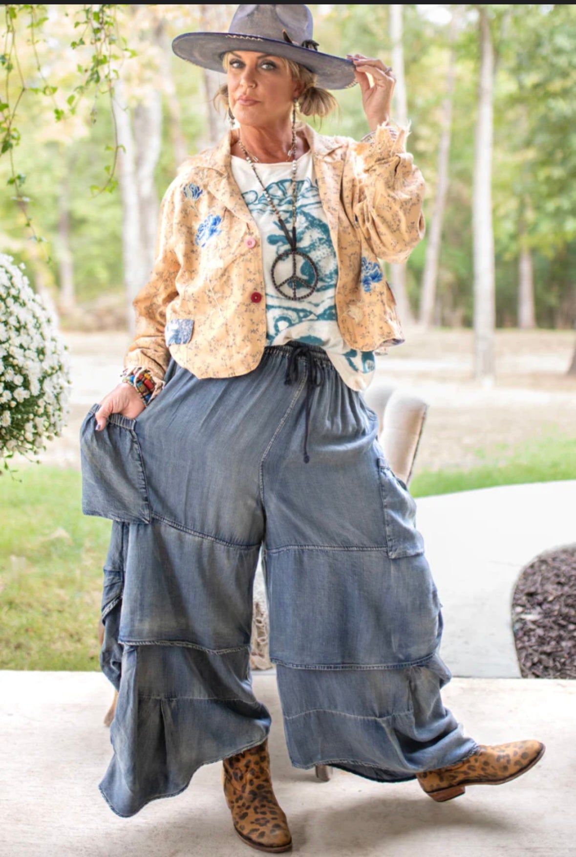 Jaded Gypsy Sierra Sunset Pants - Vintage Chambray