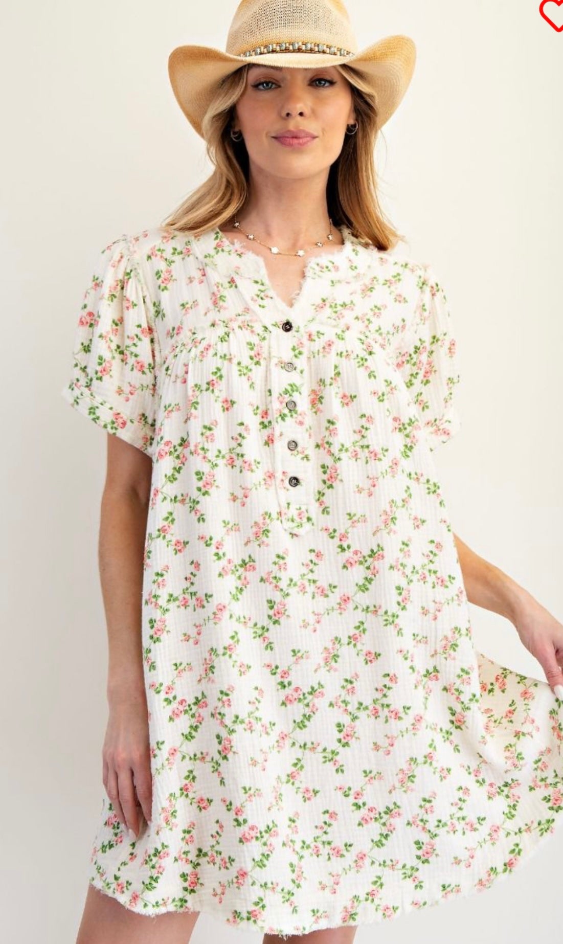 Easel Floral Gauze Dress