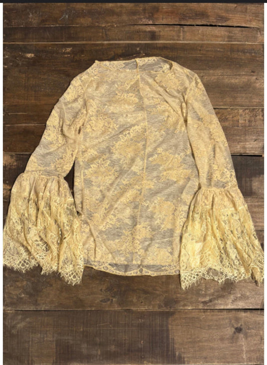 Garden Tea Lace Top - Tea Stain