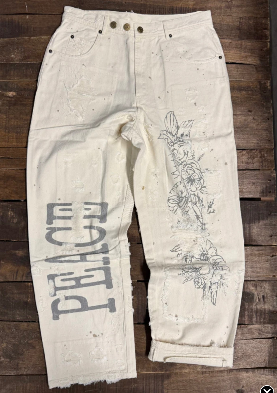 Peace and Love Jeans - Parchment Peace