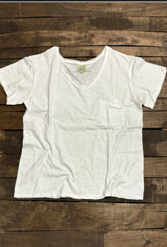 Moon Dance V-Neck Tee - Parchment