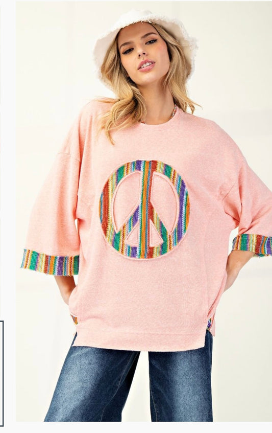 Peace sign terry knit tunic