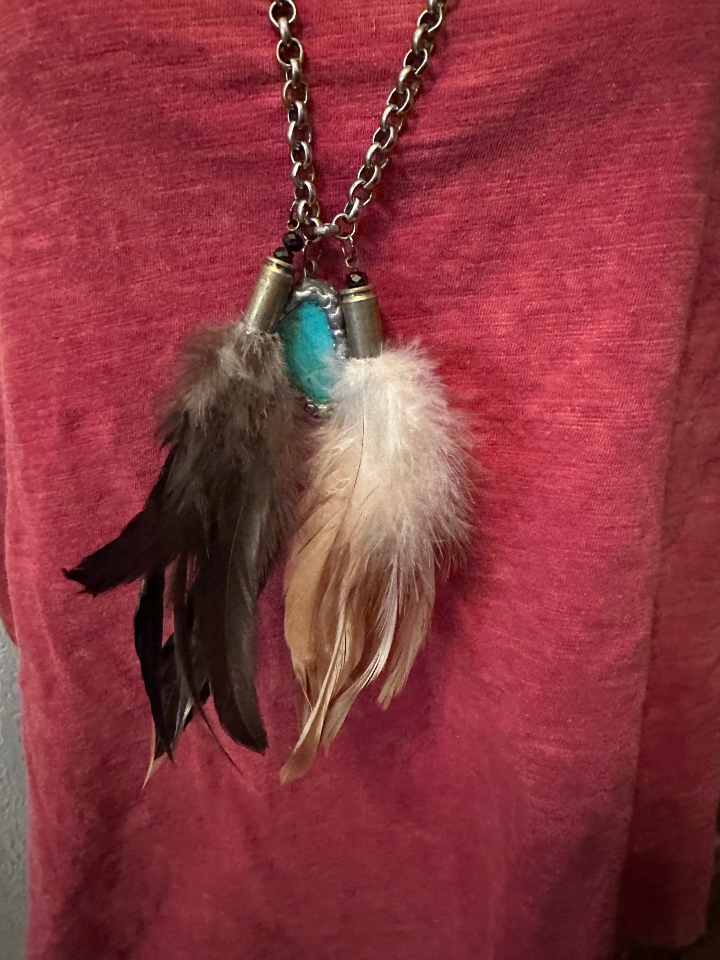 Rare Bird Turquoise and Feathers Necklace