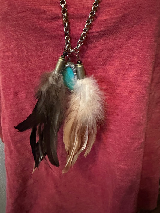 Rare Bird Turquoise and Feathers Necklace