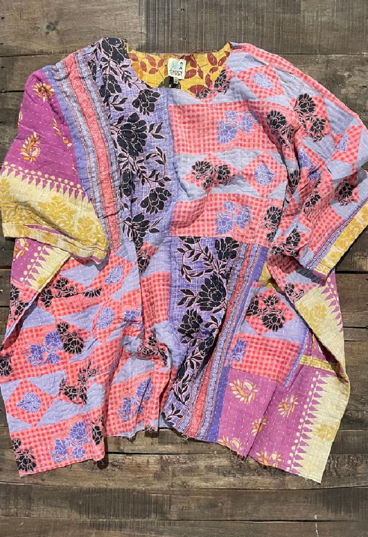 Kantha Sunrise Poncho colors may vary