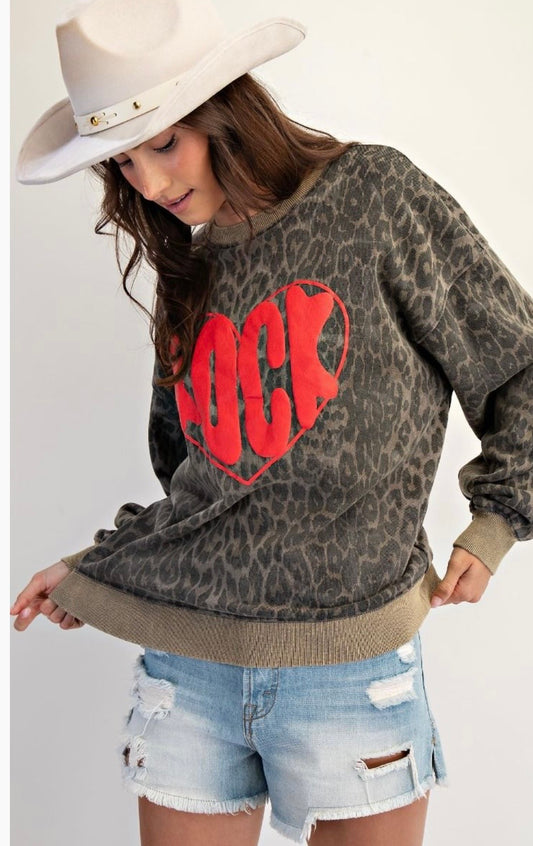 Easel Rock Heart Pullover