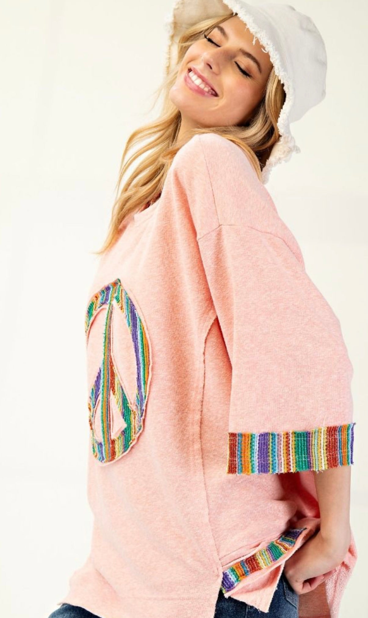 Peace sign terry knit tunic