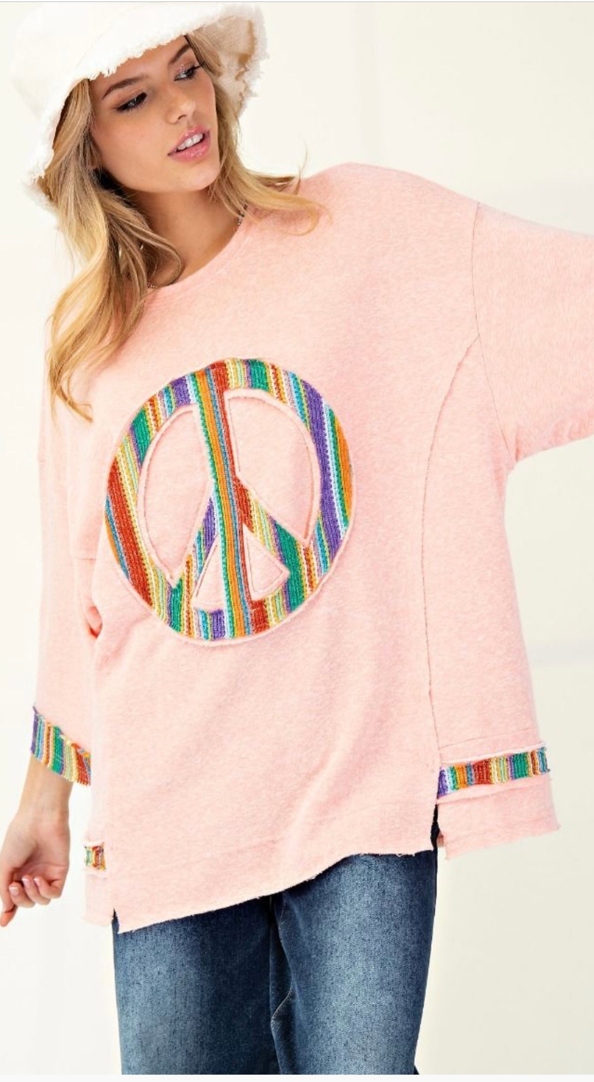 Peace sign terry knit tunic
