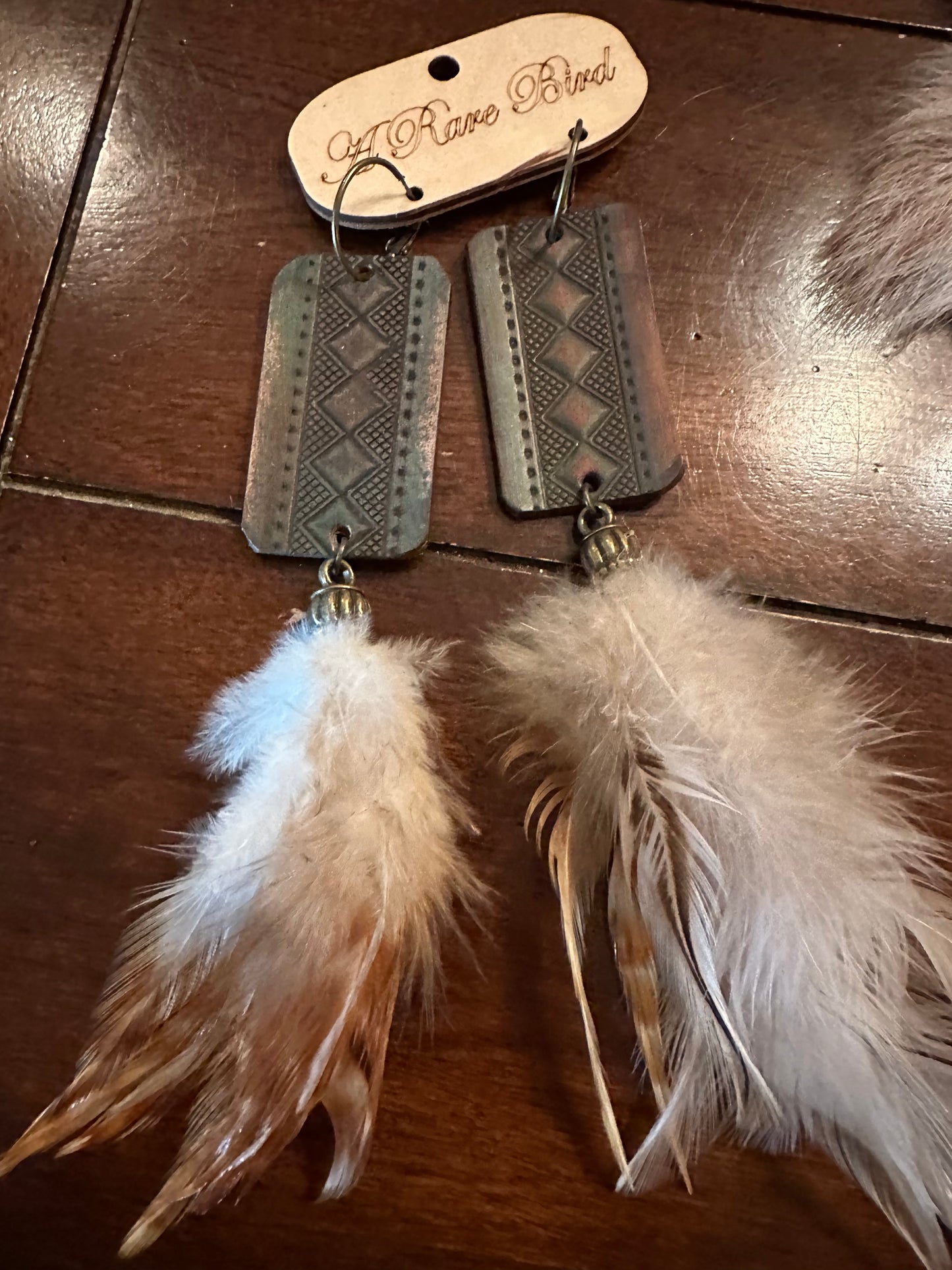 Rare Bird Leather and Feather Earrings
